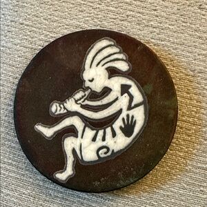 Brown and White Kokopelli Stone Coaster